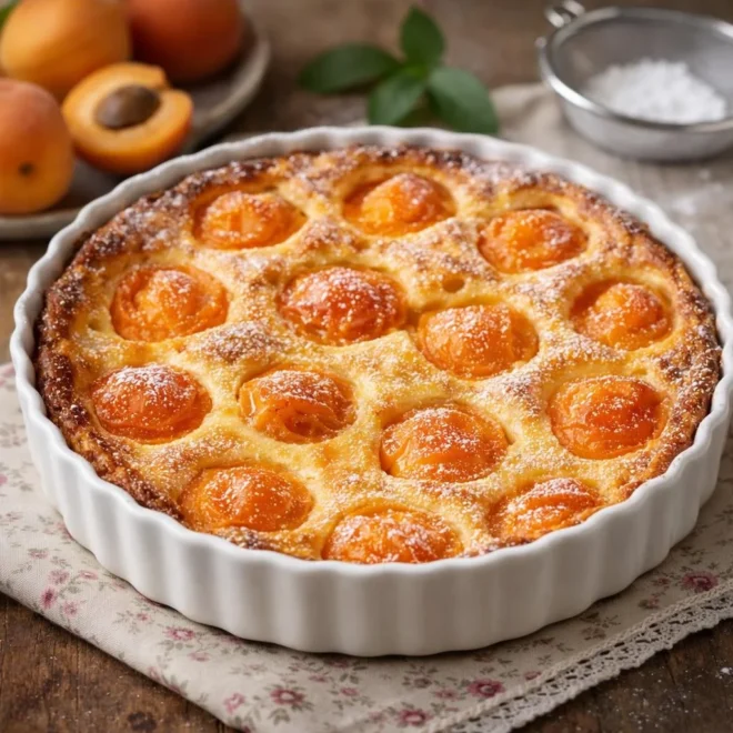 Clafoutis aux abricots moelleux : vanille & doré