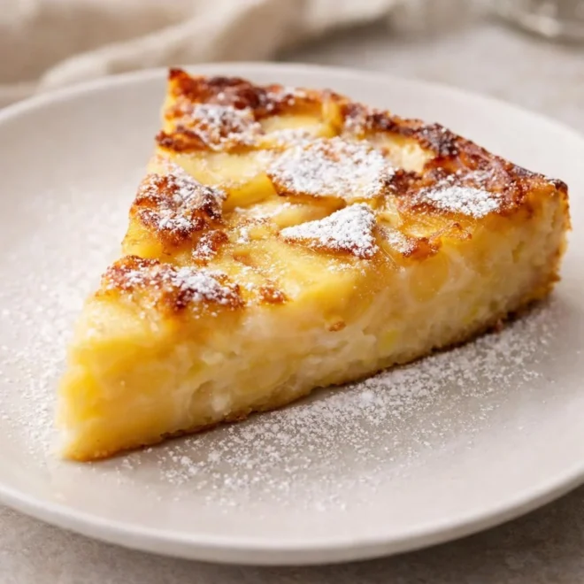 Clafoutis gourmand aux pommes, cœur fondant et pâte à la vanille