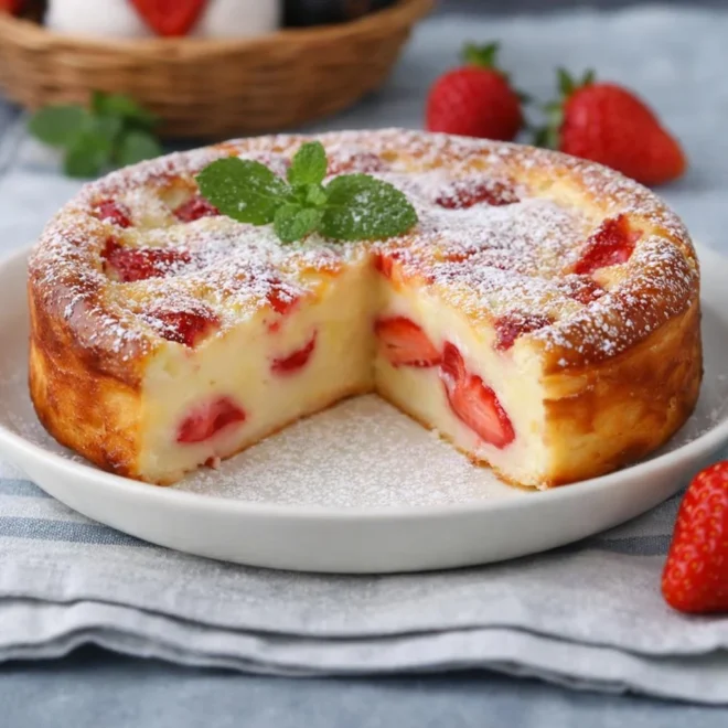 Clafoutis léger aux fraises : moelleux au four