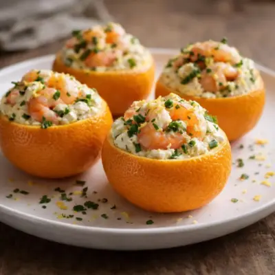 Clémentines farcies crevettes roses au fromage frais