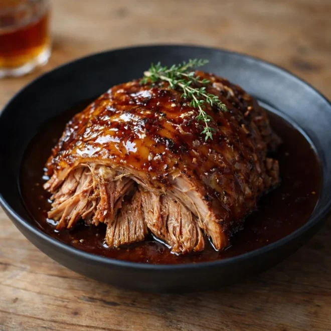 Cochon confit à la bière et sirop d’érable