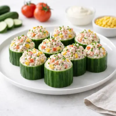Recette concombres farcis au thon surimi crabe maïs