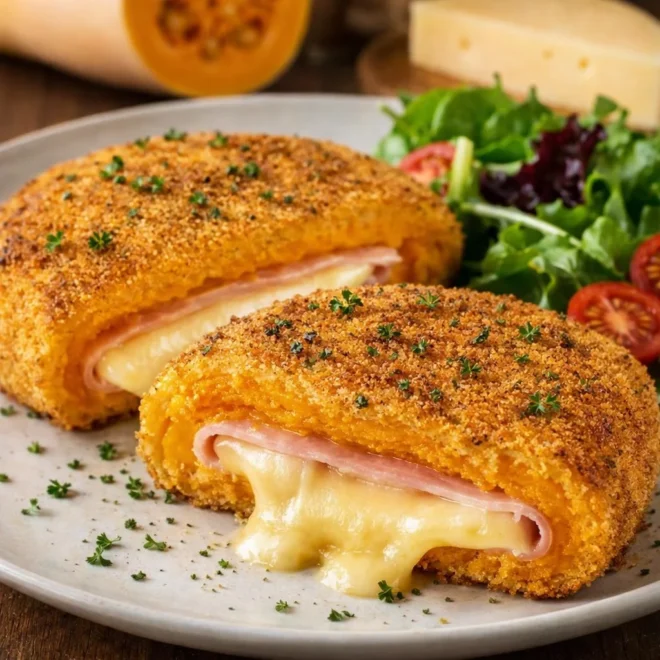 Cordon bleu de courge butternut au fromage au four