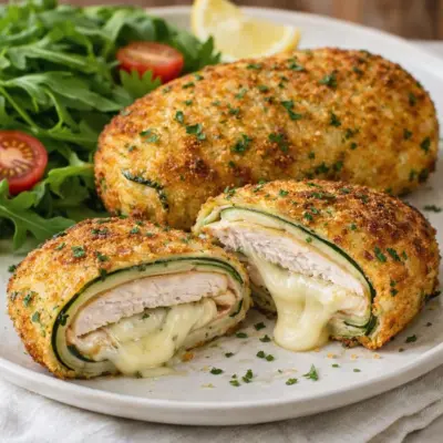 Cordon bleu de courgette au poulet et mozzarella