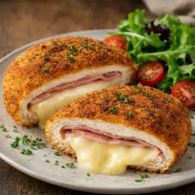 Cordon bleu de poulet au reblochon : croustillant