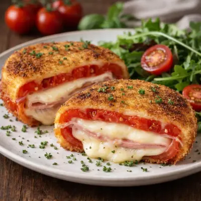 Cordon bleu de tomate au jambon et mozzarella
