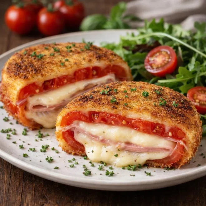 Cordon bleu de tomate au jambon et mozzarella