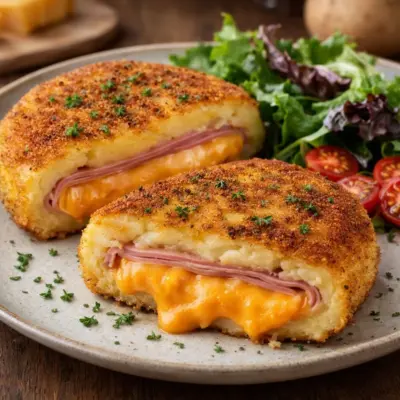 Cordon bleu de pommes de terre au cheddar : croustillant