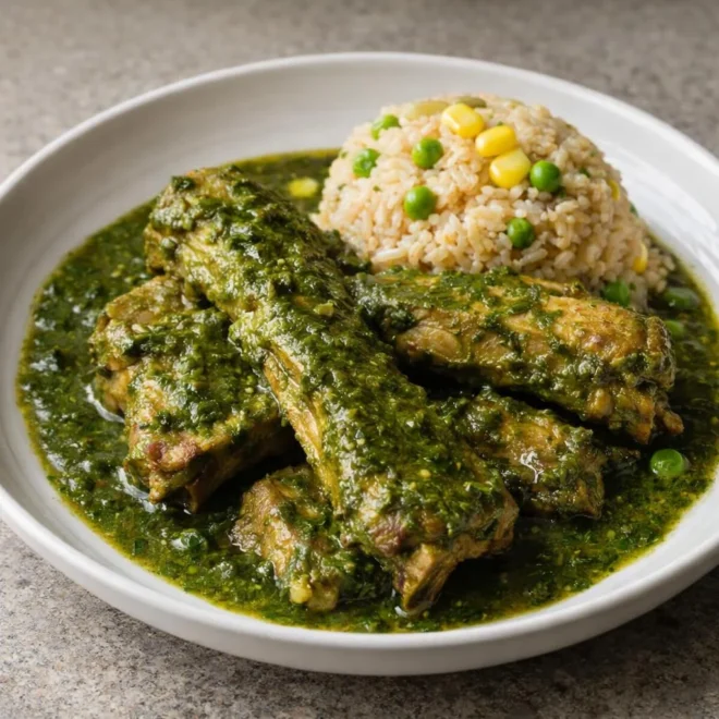 Côtes de porc dans une sauce verte : recette persil citron