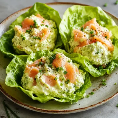 Coupelles de laitue à la truite fumée, avocat et fromage blanc : recette fraîche et facile