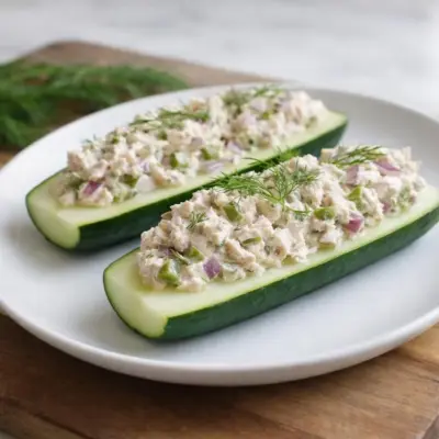 Courgettes farcies au thon et Ă la crĂšme sans cuisson