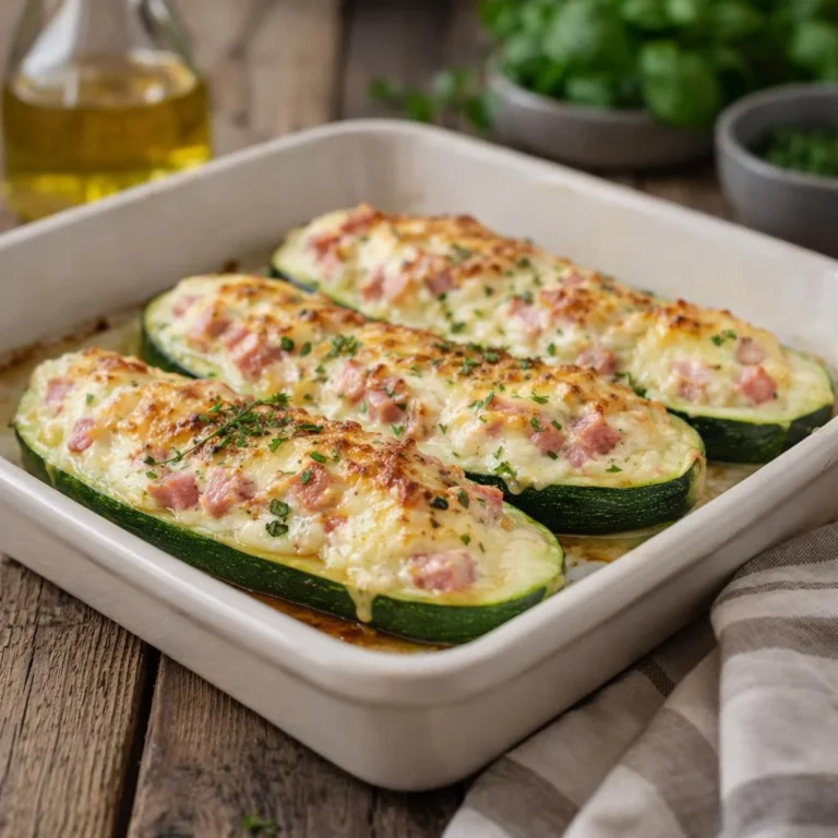 Courgettes gratinées au chèvre fondant et jambon