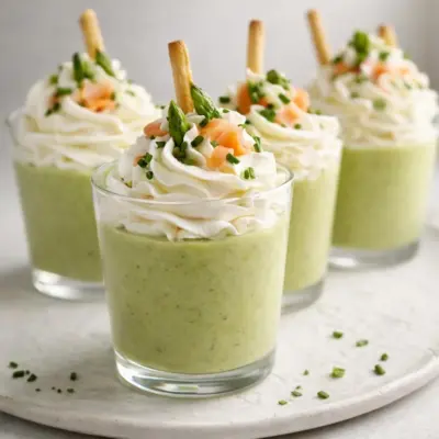 Crème d’asperges vertes au saumon fumé (chantilly)
