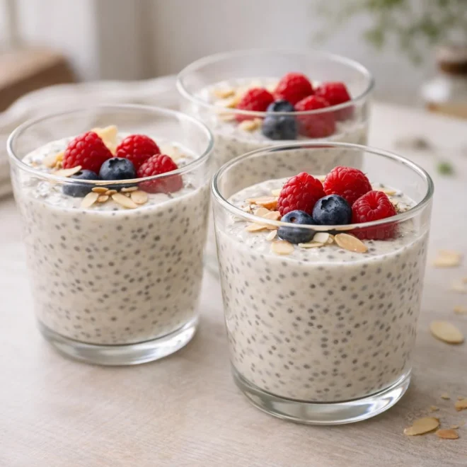 Crème de chia à la vanille et lait d’amande, façon dessert gourmand