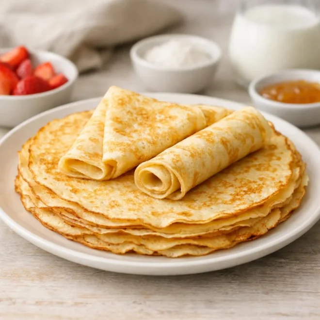 Crêpes maison rapides & légères à la farine (œuf, lait)