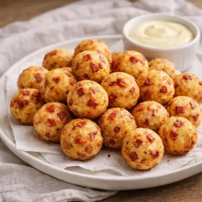Crêpes salées au salami et fromage en boulettes