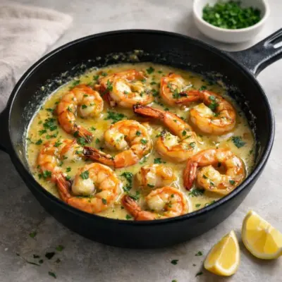 Crevettes au lait de coco et ail : sauce crémeuse