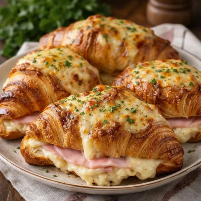 Croissants au jambon et béchamel : gratinés