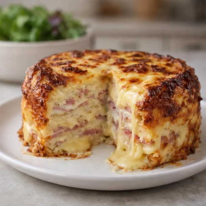 Croque cake à la raclette : pain de mie jambon & fromage