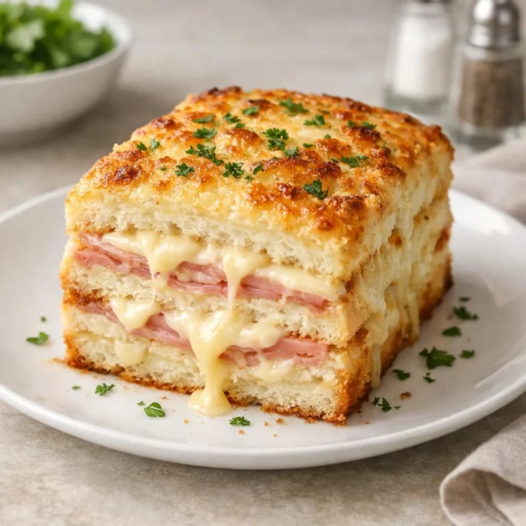 Croque-cake jambon fromage pain de mie au four ultra fondant