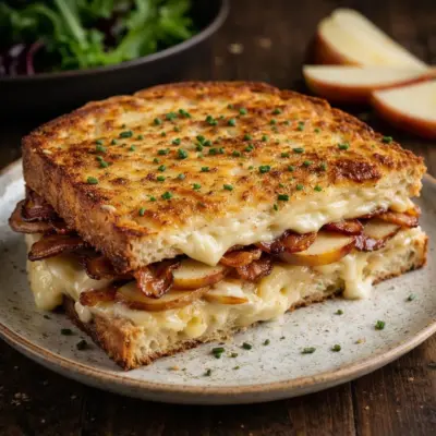 Croque-monsieur au brie pommes et bacon croustillant