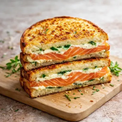 Croque-monsieur au saumon fumé et boursin gratiné