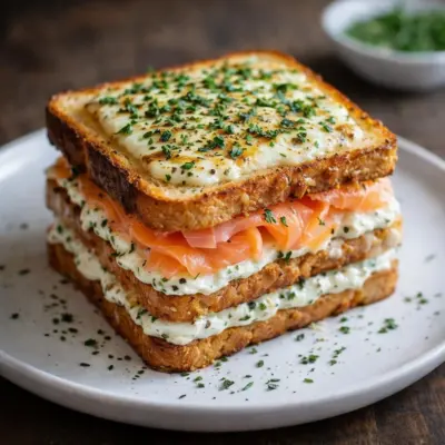 Croque saumon fumé Boursin gratiné aux herbes