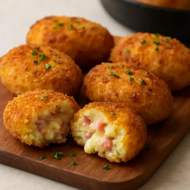 Croquettes de pommes de terre au jambon, cœur fondant au comté