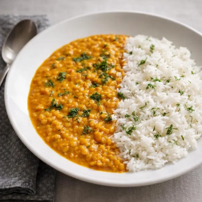 Curry de lentilles blondes et riz basmati : doux et onctueux