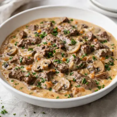 Recette émincé de bœuf à la crème façon bourguignon