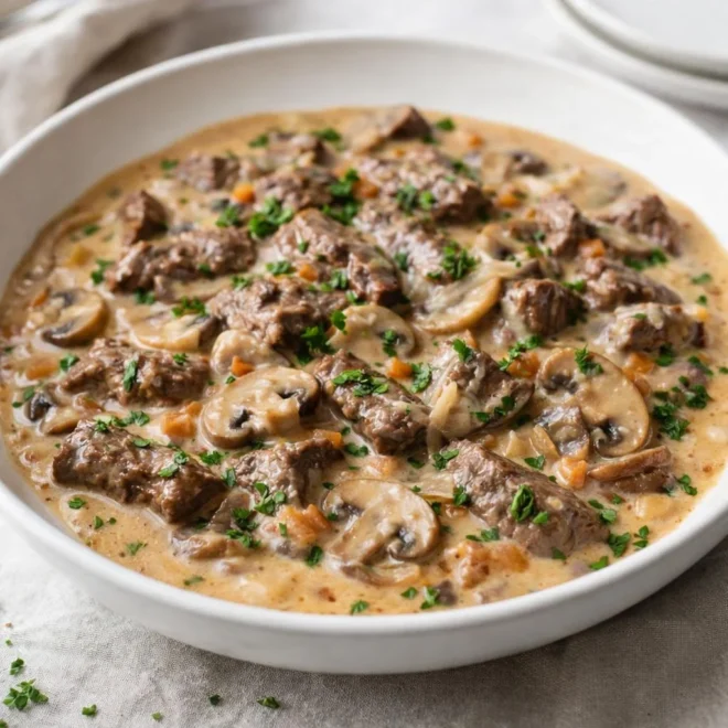 Recette émincé de bœuf à la crème façon bourguignon