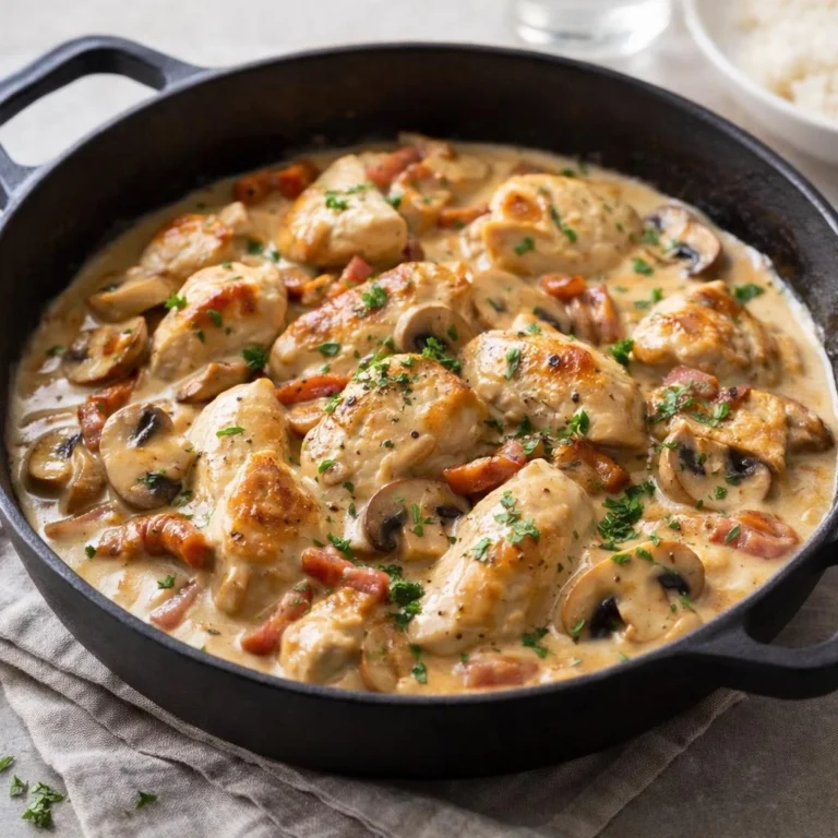 Recette émincés de poulet à la moutarde, lardons