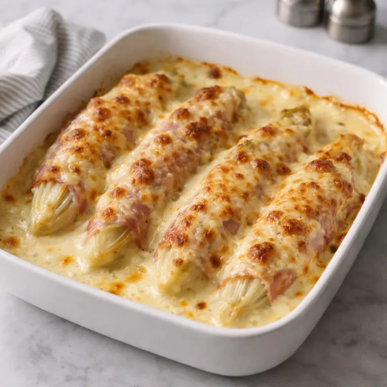 Recette d’endives braisées au jambon et béchamel au gruyère