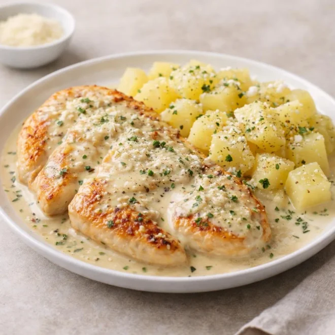 Escalope de poulet aux pommes de terre à la crème