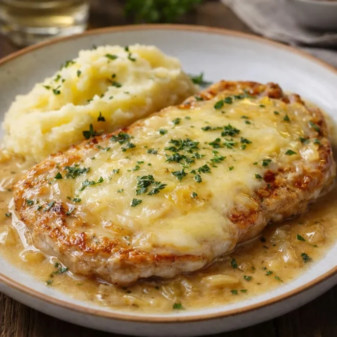 Escalopes de veau au comté et vin blanc