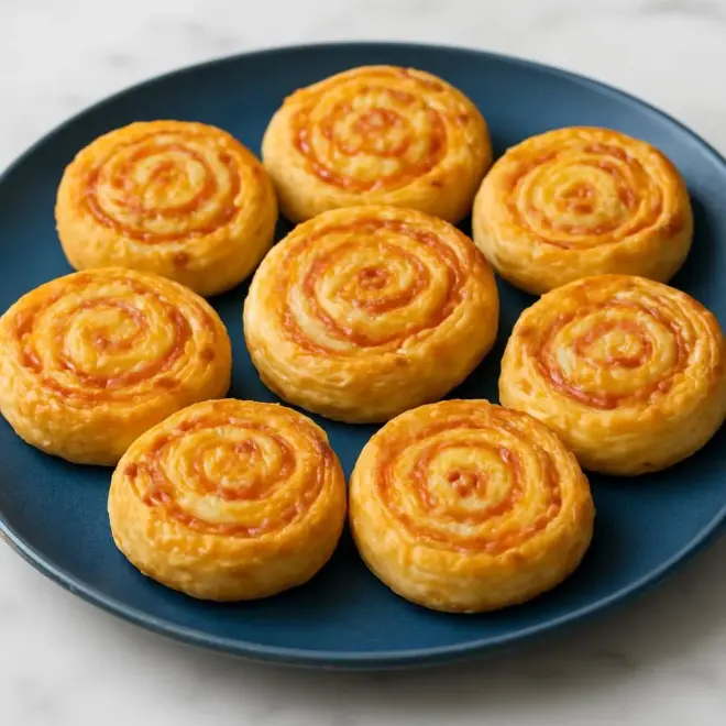 Escargots feuilletés au jambon et cheddar (mini roulés)