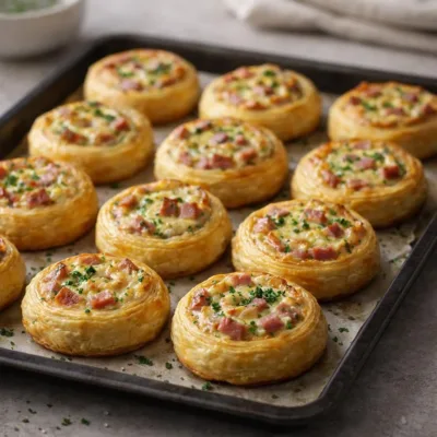 Escargots feuilletés au jambon et fromage : dorés au four