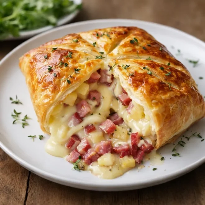 Feuilleté au camembert pommes de terre lardons