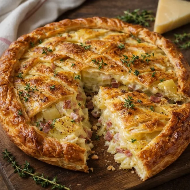 Feuilleté campagnard pommes de terre comté & lardons