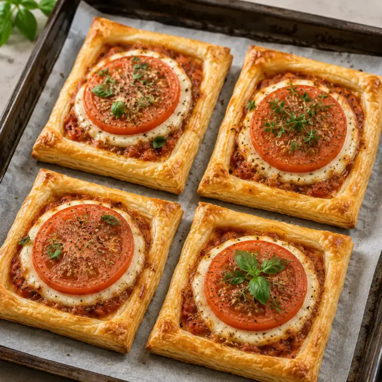 Feuilleté à la tomate et au chèvre, galettes croustillantes au four