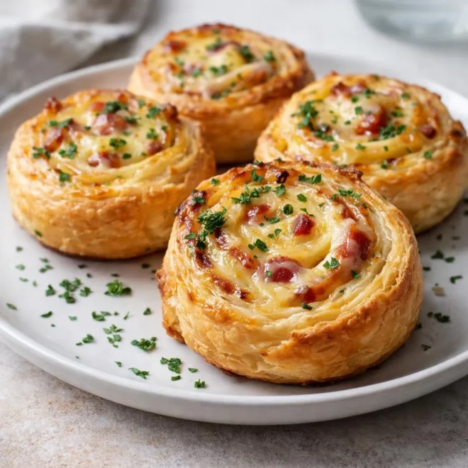 Feuilletés au fromage et lardons : escargots croustillants