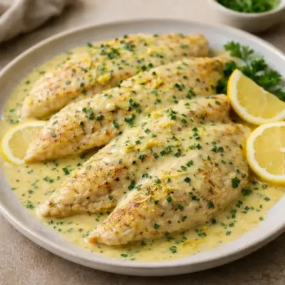 Filets de poulet au citron sauce crème (poêle)