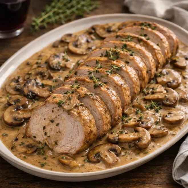 Filet mignon à la crème de porto et champignons