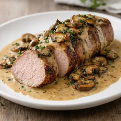 Filet mignon de porc sauce forestière | champignons crème
