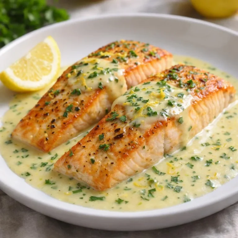 Filets de saumon poêlés à la crème citronnée | Herbes