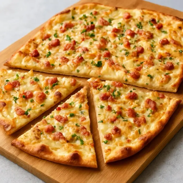 Flammekueche aux lardons, oignons et fromage (tarte flambée) maison
