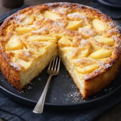 Flan aux pommes et yaourt : moelleux et doré