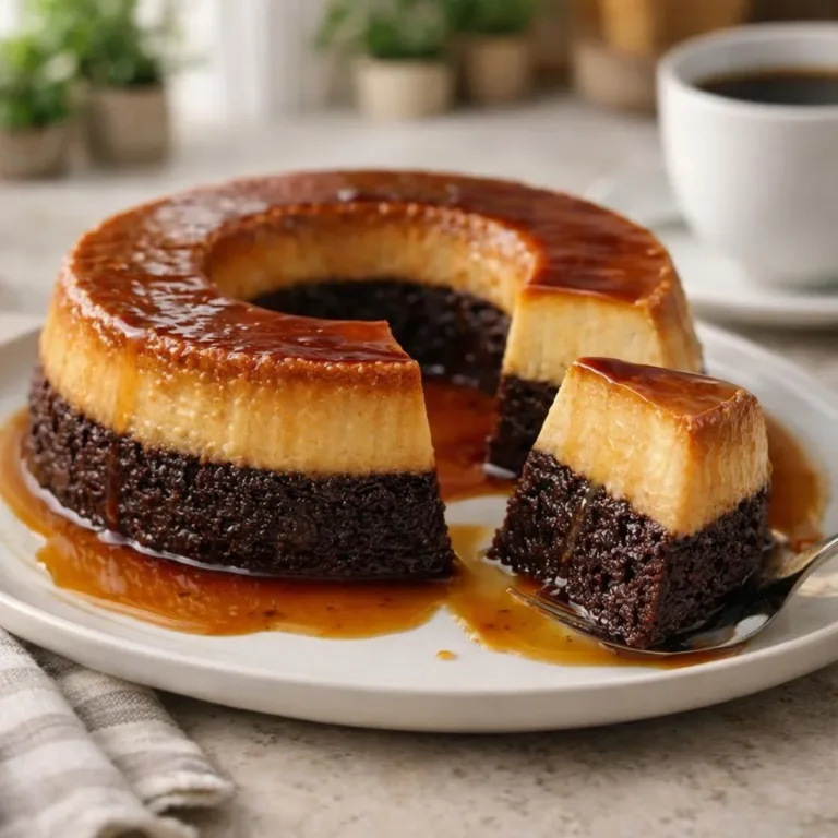 Flan au chocolat et caramel (type “bavarois” au four, sans glaçage)
