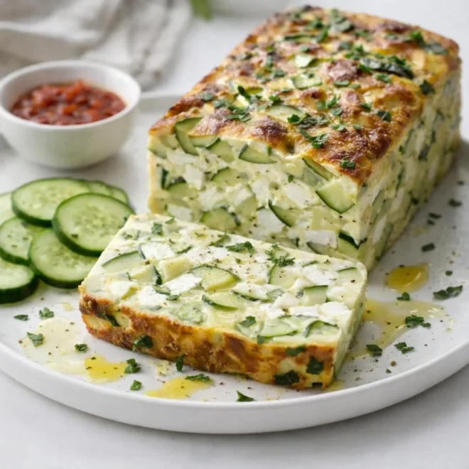 Flan froid de courgettes et feta au basilic (sans cuisson supplémentaire)