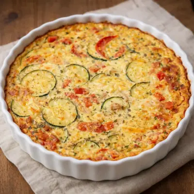 Flan de tomates courgettes et thon au four, moelleux
